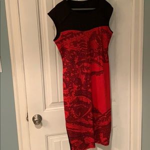 Red-Black Paisley Bodycon Dress